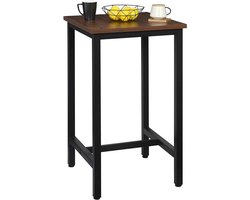 Bartafel - Donkerbruin - Hout en metaal - Vierkant - 60x60x100cm