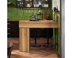 Bartafel, Eettafel, Hoge Tafel, Tafel met Opbergrek, Houders voor Wijnglazen en Flessen, Keukentafel voor Keuken, Eetkamer, Woonkamer, 108 x 48 x 105 cm, Bruin