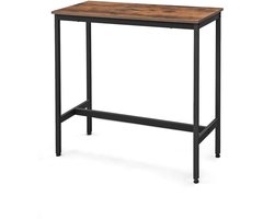 Bartafel Eettafel Werktafel Salontafel 100x40x90 Cm Bruin Zwart Metalen Frame Smal Rechthoekig Ruimtebesparend Modern Minimalistisch Bar Woonkamer Keuken Eetkamer
