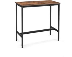 Bartafel Eettafel Werktafel Salontafel Smal rechthoekig ontwerp, geschikt voor kleine ruimtes Stevig en duurzaam metalen frame Stijlvol en minimalistisch uiterlijk Geschikt voor bar, woonkamer, keuken en eetkamer 100 x 40 x 90 cm Bruin + Zwart