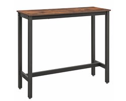 Bartafel Eettafel Werktafel Smalle Rechthoekige Tafel met Voetsteunbalk Stevig Metalen Frame Geschikt voor Bar, Restaurant en Werkruimte 120 x 40 x 100 cm Bruin en Zwart