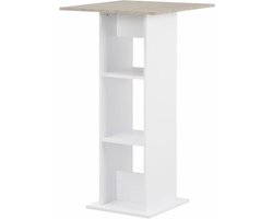 Bartafel - Hoge tafel - Eten en borrelen - Met opbergplankjes - 60x60x110 cm - Wit en beton