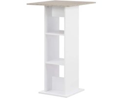 Bartafel - Hoge tafel - Eten en drinken - Met opbergplanken - 60 x 110 cm - Wit beton
