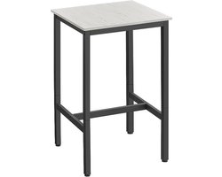 Bartafel, hoge vierkante tafel, robuust stalen frame, Stijlvol en veelzijdig 60 x 60 x 92 cm rustiek wit en zwart