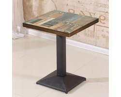 Bartafel Hout Metaal - Statafel Bistrotafel - Gezellige Bijeenkomsten - Industrieel Design - 60 x 60 x 75 cm