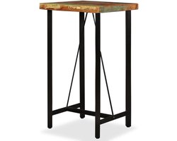 Bartafel Hout Staal - Hoge Tafel Bistro - Eten en Drinken - Uniek Teruggewonnen Hout - 60x60x107 cm - Multicolor