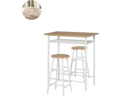 Bartafel keuken - Bartafel Set - Barkruk - Barstoel - Keukenstoel - Voetsteun - Wit