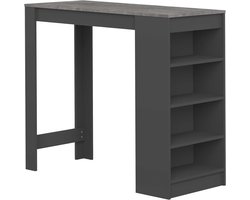 Bartafel - Keukentafel Eettafel - Kleine ruimtes - Met zijvakken - 115 x 50 x 102.7 cm - Zwart en beton
