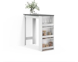 Bartafel - Keukentafel Statafel - Gezellig eten - Met plank - 45 x 110 cm - Wit antraciet