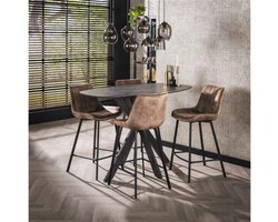 Bartafel Marquina deens ovaal met spinpoot 140x80 cm - Marmerlook