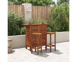 Bartafel Massief Hout - Statafel Bar - Gezelligheid Binnen Buiten - Met Twee Opbergplanken