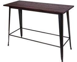 Bartafel MCW-H10, hoge toonbanktafel, industrieel ontwerp iepenhout MVG-gecertificeerd 106x147x60cm vintage zwartbruin