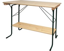 Bartafel MCW-L67, biertuintafel biertafel biertenttafel campingtafel, inklapbaar metaal grenen hout 110x125x70cm MVG