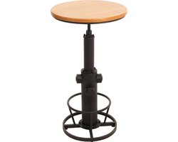 Bartafel MCW-N20, bistrotafel countertafel, in hoogte verstelbare zwenkvoetsteun industrieel massief hout Ø 61 cm ~ natuur