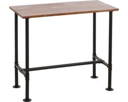 Bartafel MCW-N21, countertafel bistrotafel, voetsteun industrieel metaal massief hout grenen 108x120x61cm ~ bruin