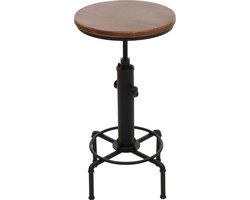 Bartafel MCW-N23, countertafel bistrotafel in hoogte verstelbaar draaibaar voetensteun industrieel ijzer massief hout Ø 50cm ~ bruin