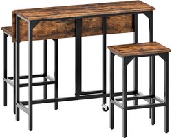 Bartafel met 2 Krukken – Inklapbare Eettafel – Bruin/Zwart