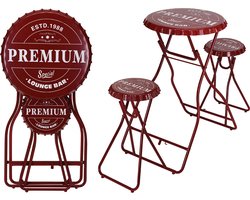 Bartafel met 2 stoelen - rood