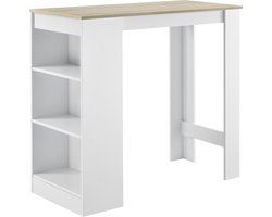 Bartafel met 3 planken 110x50x103 cm wit en eikenkleurig