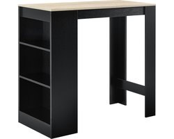 Bartafel met 3 planken 110x50x103 cm zwart en eikenkleurig