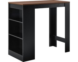 Bartafel met 3 planken 110x50x103 cm zwart en walnootkleurig
