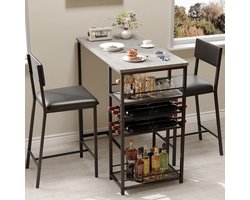 Bartafel met barkrukken - Bartafel voor 2 personen met stoelen - Vierkante bartafel - 91x50x92 cm - Grijs