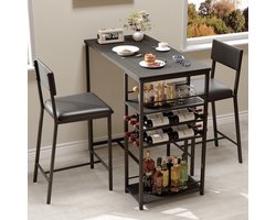 Bartafel met barkrukken - Bartafel voor 2 personen met stoelen - Vierkante bartafel - 91x50x92 cm - Zwart