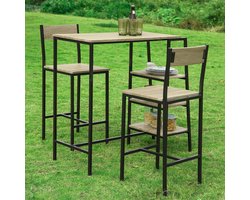 Bartafel met barstoelen - Krukken Set - Bistro Ensemble - Eetcombinatie - Feestmeubilair - Verzamelsuite - Entertainment Kit - Zwart - 60 x 60 x 107cm