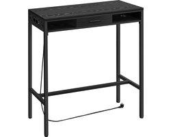 Bartafel met laadstation - Entertainmentstandaard - Bureau - Ebbenhout Zwart - Spaanplaat en staal - 40 cm x 99,8 cm x 104,6 cm - 19,6 kg