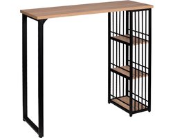 Bartafel met Opbergplanken - voor Binnen & Buiten - Keukentafel, Bistrotafel, Bartafels - 120x40x105 cm - Licht Hout