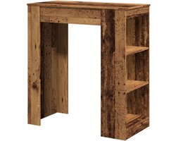 Bartafel met opbergvakken - Hoge tafel Keukentafel - Gezellig borrelen - Stabiel en duurzaam materiaal - 95x47x103.5 cm - Houtkleur