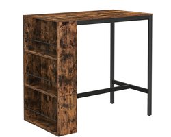 Bartafel Met Plank, Statafel, Keukentafel, 3 Open Vakken, Eettafel, Aanrecht, Voor Keuken, Eetkamer, Ä°ndustrieel Design, Vintage Bruin-Zwart