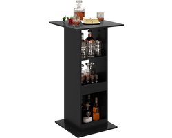 Bartafel met Planken - Eettafel - Opbergkast - Ruimtebesparend - Massief houtmateriaal - 60cm x 60cm x 112cm - Licht eiken + wit