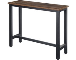 Bartafel - Met Voetensteun - Bistro Eettafel - MDF Hout - Vintage Stijl - Hoge Koffietafel - Donker Hout - 140x40x100 cm - Voor Binnen/Buiten - Tafel voor Keukenbar Balkon