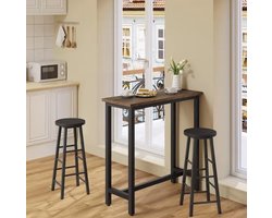 Bartafel - Met Voetensteun - Donker Hout - 100x40x100 cm - Voor Binnen/Buiten