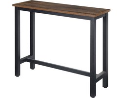 Bartafel - met voetensteun - stevige constructie - donker hout - geschikt voor binnen & buiten - 140x40x100 cm
