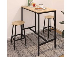 Bartafel Reinhold - met twee barkrukken - eikdecor/zwart