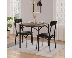 Bartafel Set 3-delig – Eettafel met 2 Barkrukken – Keuken & Eetkamer – 74x74x76 cm – Grijs