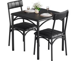 Bartafel Set 3-delig – Eettafel met 2 Barkrukken – Keuken & Eetkamer – 74x74x76 cm – Zwart