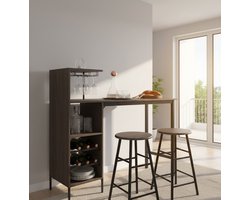 Bartafel Set met 2 Barkrukken en Wijnglashouders - Vintage Bruin - 120 x 40 x 121,5 cm - Compact en Stijlvol Meubel voor Woonkamer, Eetkamer en Keuken Medahomestore