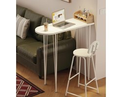 Bartafel Set met 2 Barkrukken – Industriële Eettafel voor Keuken & Kleine Ruimtes – Hoge Tafel met Stalen Frame en Stevig Spaanplaat Blad – Moderne Ontbijttafel voor Woonkamer, Balkon of Café – NoviHome