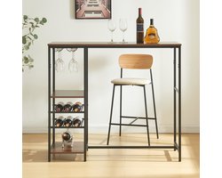 Bartafel Stjørdal 120x40x105 cm zwart en walnootkleurig [en.casa]