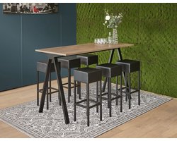 Bartafel Victory breed 180CM kleur frame Zwart (RAL9005) kleur blad Antraciet eiken