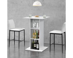 Bartafel Visby met 3 planken 70x70x110 cm wit