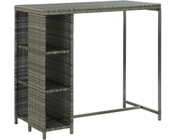 Bartafel voor buiten, met wijnrekken van polyrotan, 120 x 60 x 110 cm, bartafel met plank, hoge tafel van rotan, bartafel voor buiten, bartafel voor terras