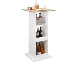 Bartafel - Wit/Eiken - Vierkant - Hout/Metaal - 60x60x112cm