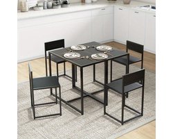 Bartafelset – Bartafel – Barkrukken – Barstoelen – Barmeubel – Variant 835-136V80BK – Compact 90x47x76 cm – Duurzaam Metaal-Hout Design