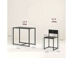 Bartafelset – Bartafel – Barkrukken – Barstoelen – Barmeubel – Variant 835-136V80BK – Compact 90x47x76 cm – Duurzaam Metaal-Hout Design