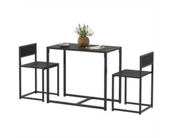 Bartafelset – Bartafel – Barkrukken – Barstoelen – Barmeubel – Variant 835-136V80BK – Compact 90x47x76 cm – Duurzaam Metaal-Hout Design