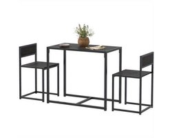 Bartafelset – Bartafel – Barkrukken – Barstoelen – Barmeubel – Variant 835-136V80BK – Compact 90x47x76 cm – Duurzaam Metaal-Hout Design